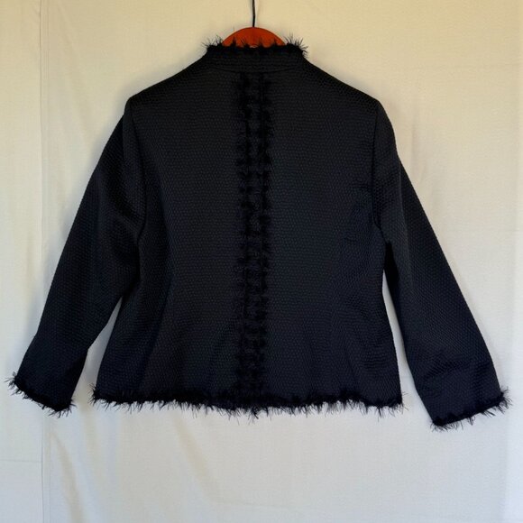 Doncaster Collection Black Tweed Fluffy Fringe Formal  Suit Jacket Plus Size 18W - Picture 8 of 15